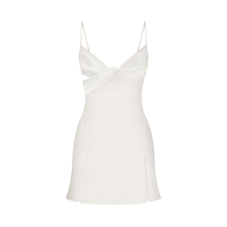SKIMS ROMANCE DRAPED MINI SLIP DRESS | IVORY