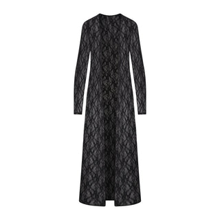 STRETCH LACE LONG ROBE | SOOT