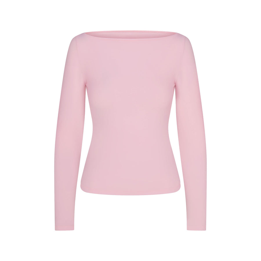 COTTON JERSEY LONG SLEEVE BOATNECK TOP | CHERRY BLOSSOM