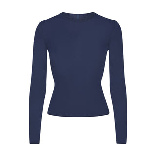 FEATHERWEIGHT CASHMERE LONG SLEEVE TOP | INDIGO