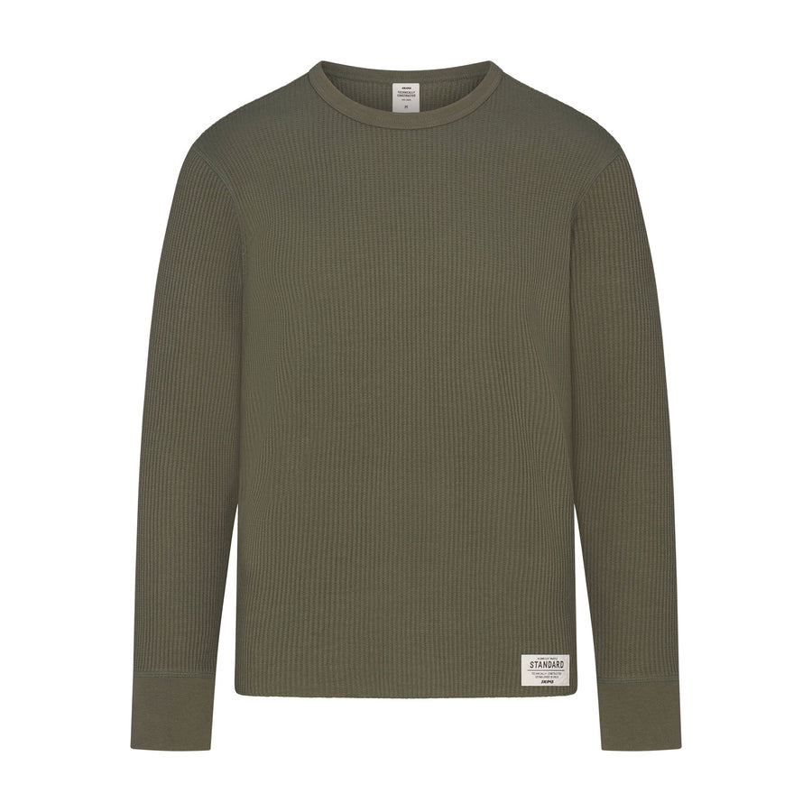 WAFFLE MENS LONG SLEEVE TOP | MILITARY GREEN