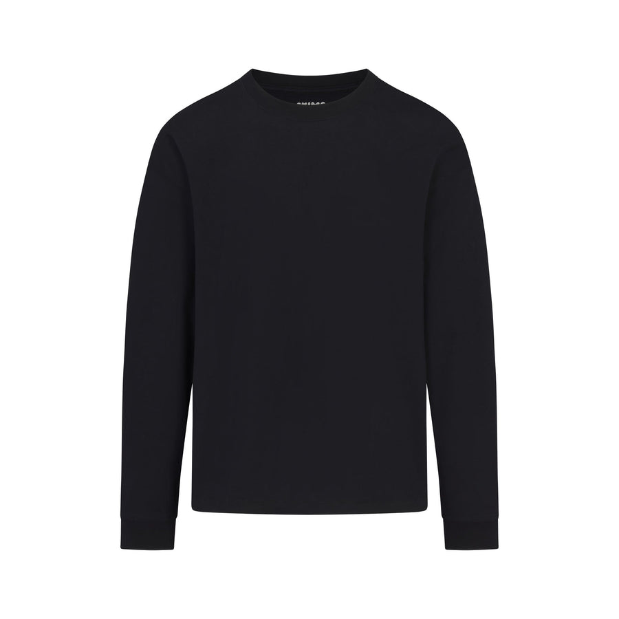 HEAVYWEIGHT COTTON MENS RELAXED LONG SLEEVE T-SHIRT | OBSIDIAN