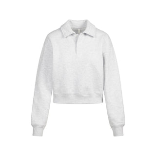 COTTON FLEECE POLO SWEATSHIRT | LIGHT HEATHER GREY