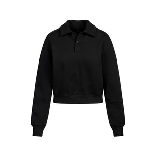 COTTON FLEECE POLO SWEATSHIRT | ONYX