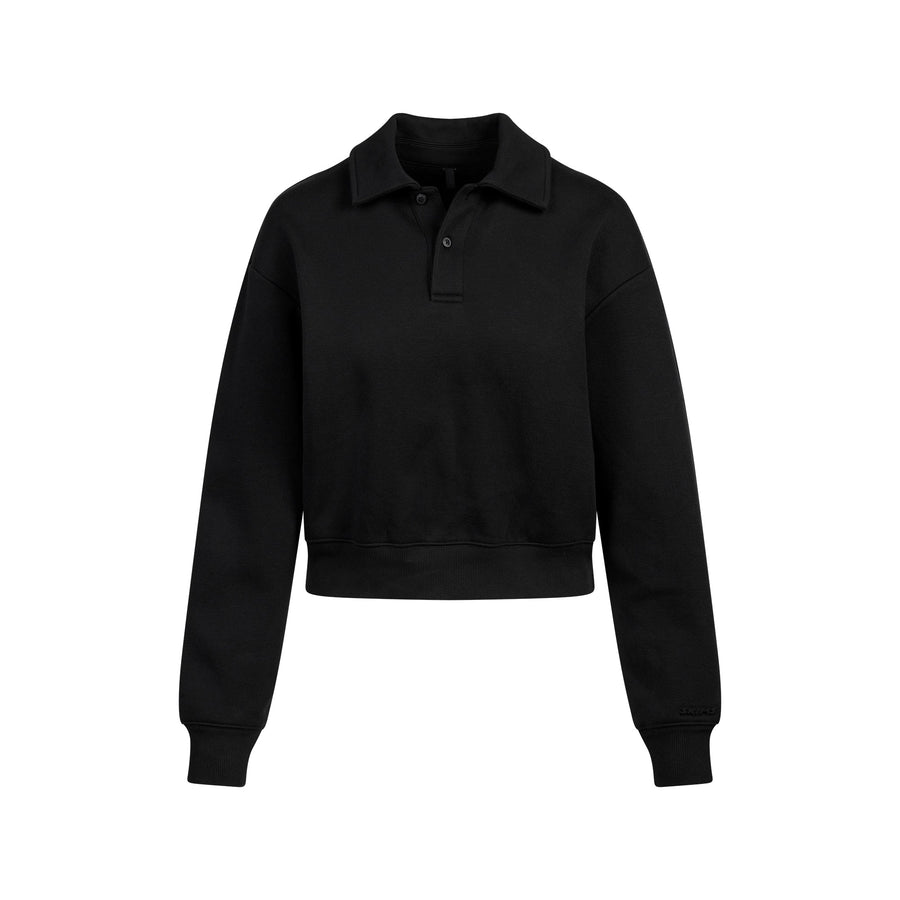 COTTON FLEECE POLO SWEATSHIRT | ONYX