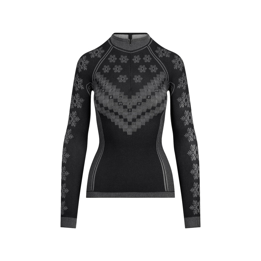 SKIMS FIRST LAYERS HALF ZIP LONG SLEEVE | OBSIDIAN WINTER FAIR ISLE