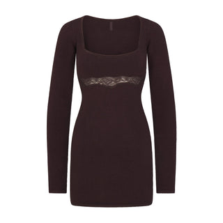 LACE KNIT LONG SLEEVE MINI DRESS | PHOENIX