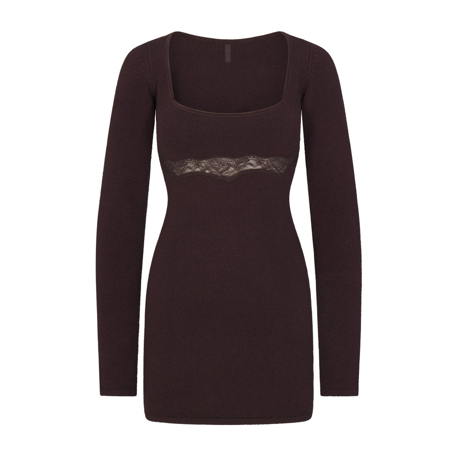 LACE KNIT LONG SLEEVE MINI DRESS | PHOENIX