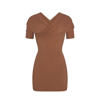 COTTON JERSEY WRAP MINI DRESS | JASPER
