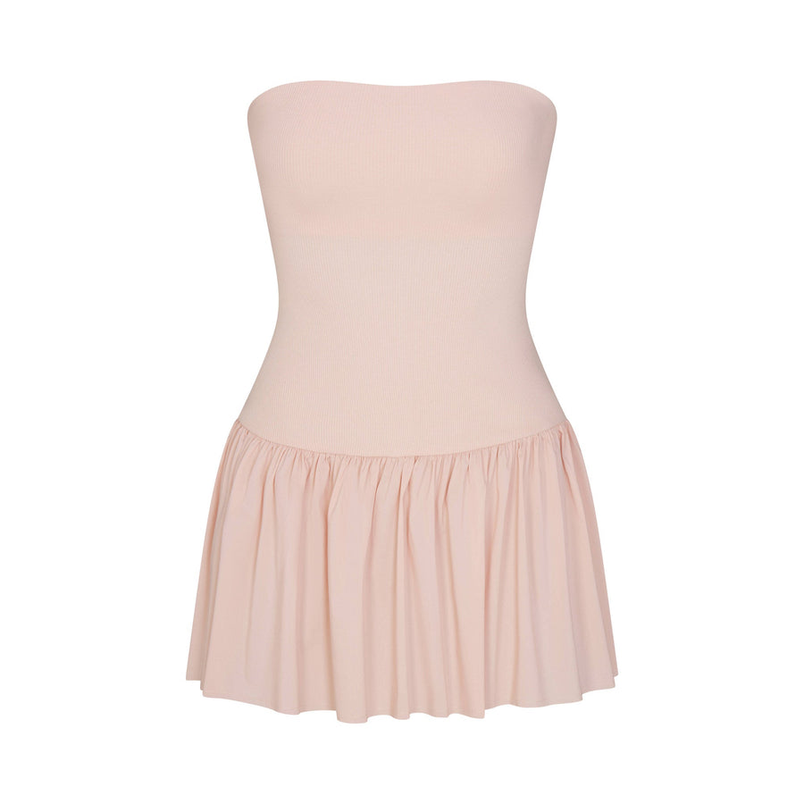 POPLIN APPAREL MINI TUBE DRESS | DUSTY PINK