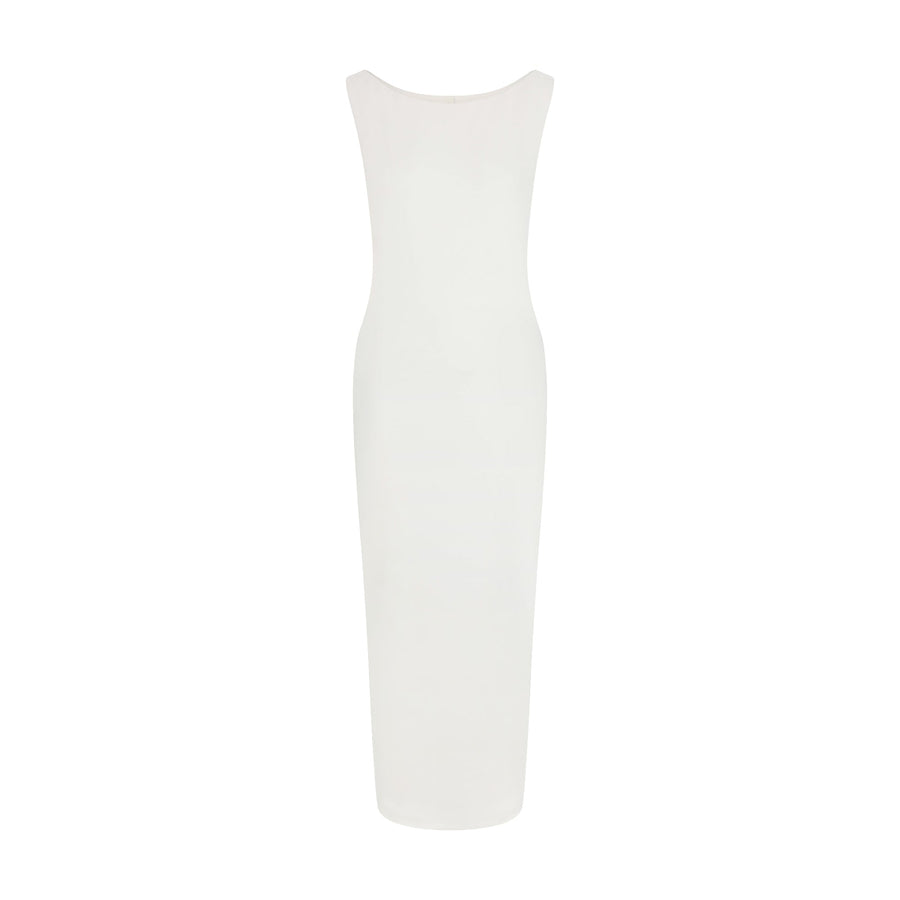 SMOOTH LAYERS CUT OUT LONG DRESS | EGRET