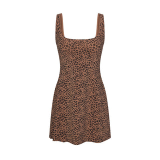 COTTON JERSEY MINI DRESS | SIENNA NATURAL LEOPARD