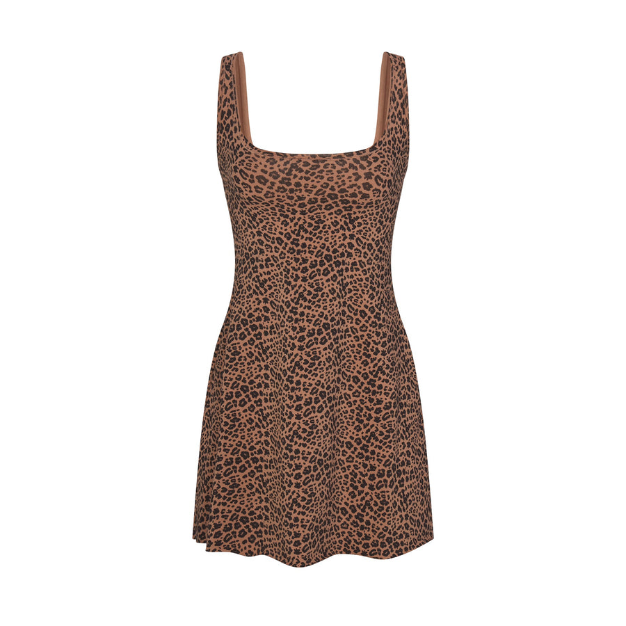 COTTON JERSEY MINI DRESS | SIENNA NATURAL LEOPARD