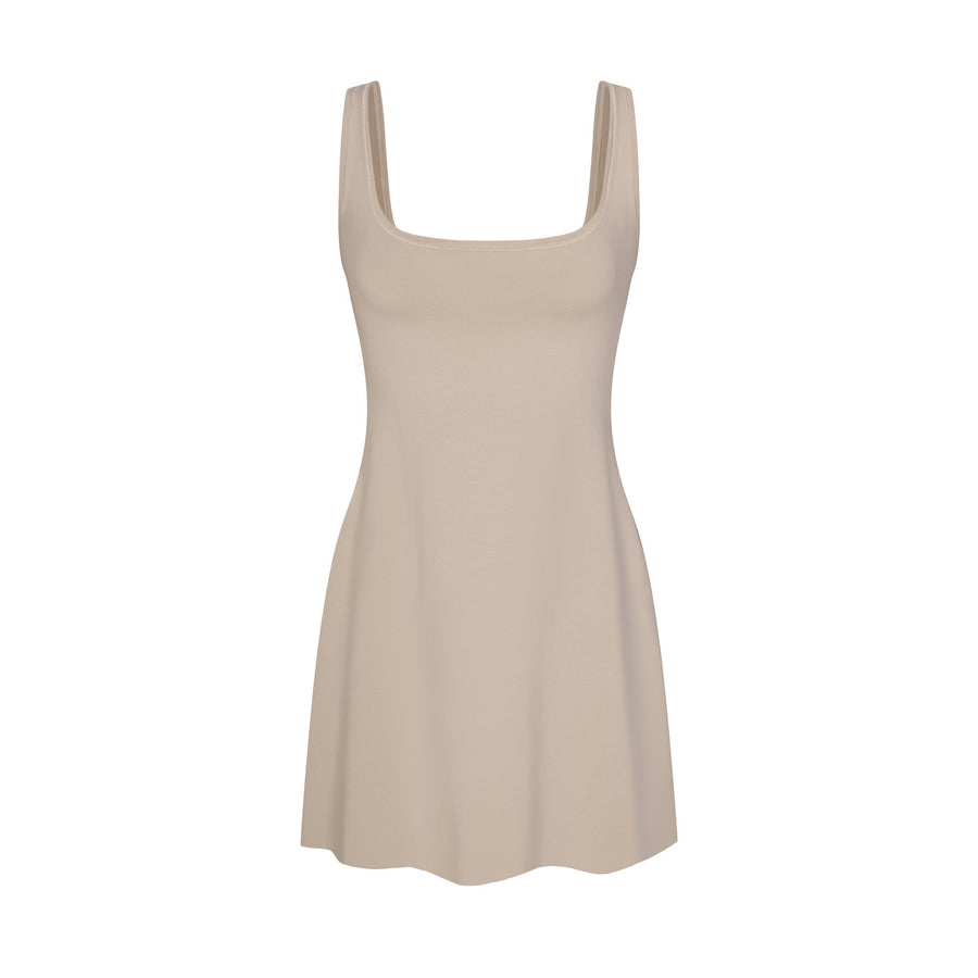 COTTON JERSEY MINI DRESS | STONE