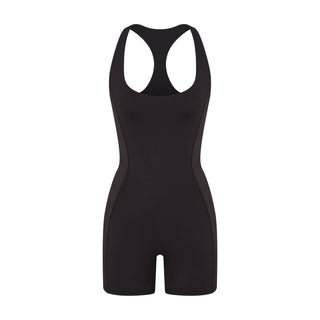 NikeSKIMS MATTE SHINE MIX RACERBACK 5" ONE PIECE | OBSIDIAN AND IGNEOUS