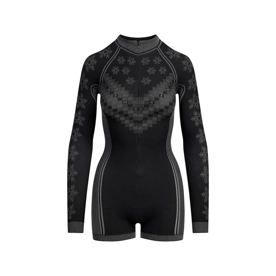 SKIMS FIRST LAYERS HALF ZIP ONESIE | OBSIDIAN WINTER FAIR ISLE