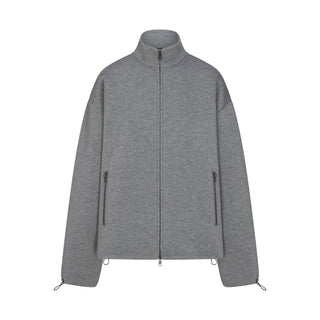 NEOPRENE OUTERWEAR OVERSIZED MOCK NECK JACKET | DARK HEATHER GREY