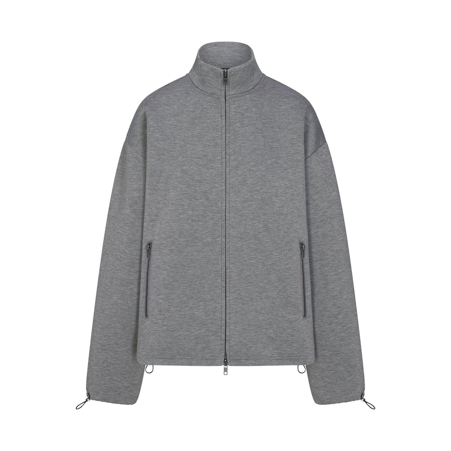 NEOPRENE OUTERWEAR OVERSIZED MOCK NECK JACKET | DARK HEATHER GREY