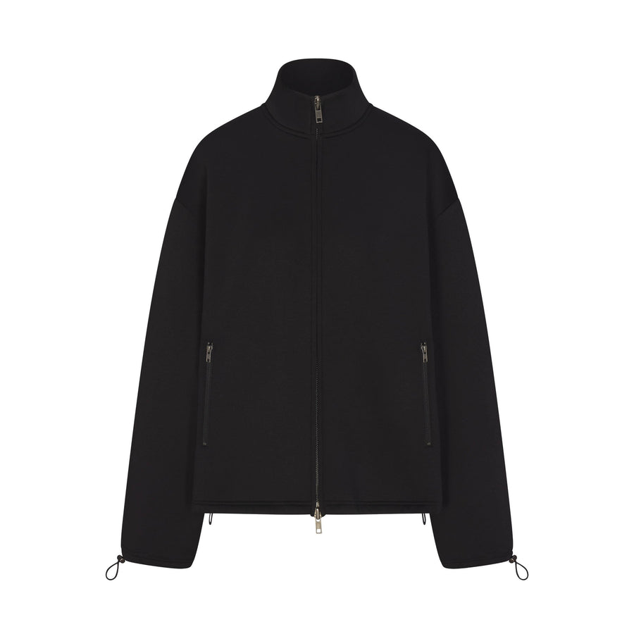 NEOPRENE OUTERWEAR OVERSIZED MOCK NECK JACKET | OBSIDIAN