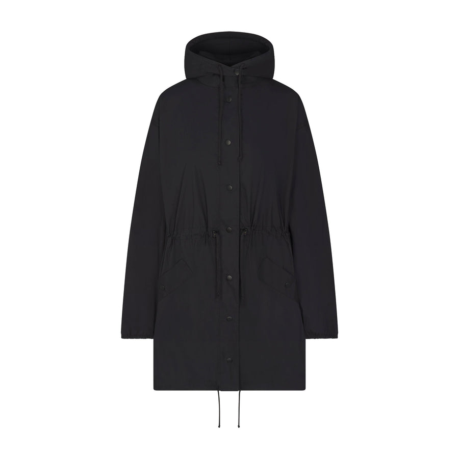WOVEN COTTON OVERSIZED ANORAK | ONYX