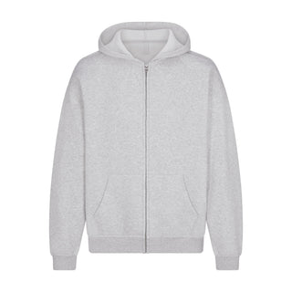 FLEECE LOUNGE MENS RELAXED ZIP UP HOODIE | LIGHT HEATHER GREY