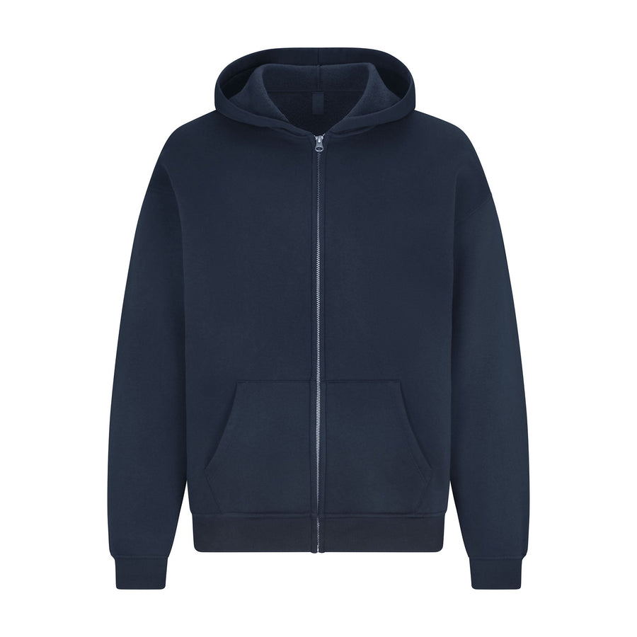 FLEECE LOUNGE MENS RELAXED ZIP UP HOODIE | NAVY