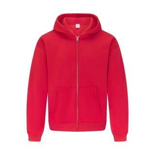 FLEECE LOUNGE MENS RELAXED ZIP UP HOODIE | WASHED RED