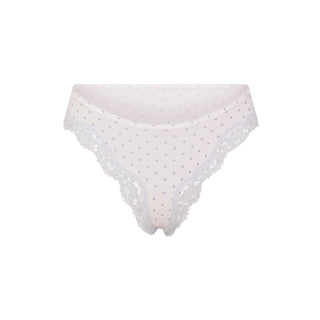 FITS EVERYBODY LACE TANGA | SLATE PIN DOT PRINT