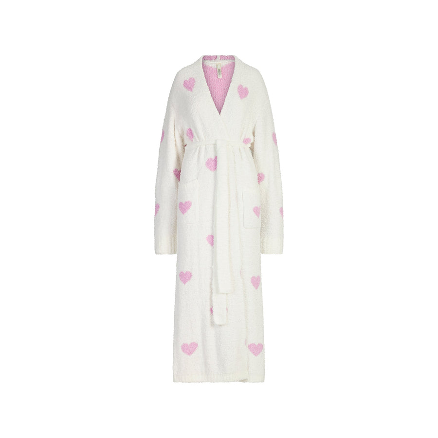 COZY KNIT UNISEX ROBE | IVORY SPACED HEARTS
