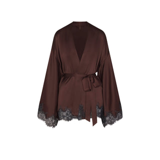 SILK LACE ROBE | ESPRESSO CONTRAST