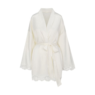 WOVEN SHINE LACE ROBE | IVORY