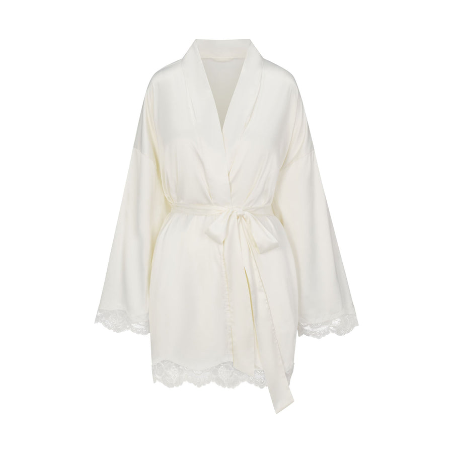 WOVEN SHINE LACE ROBE | IVORY