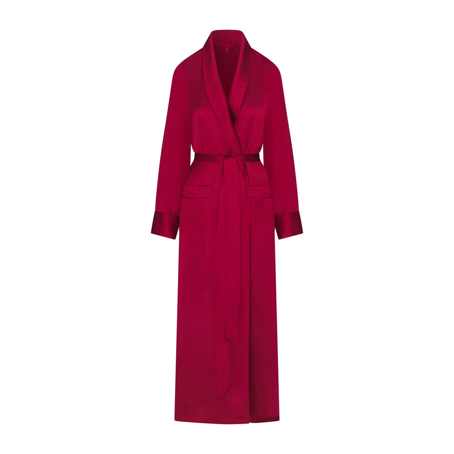 WOVEN SHINE LONG ROBE | BRICK