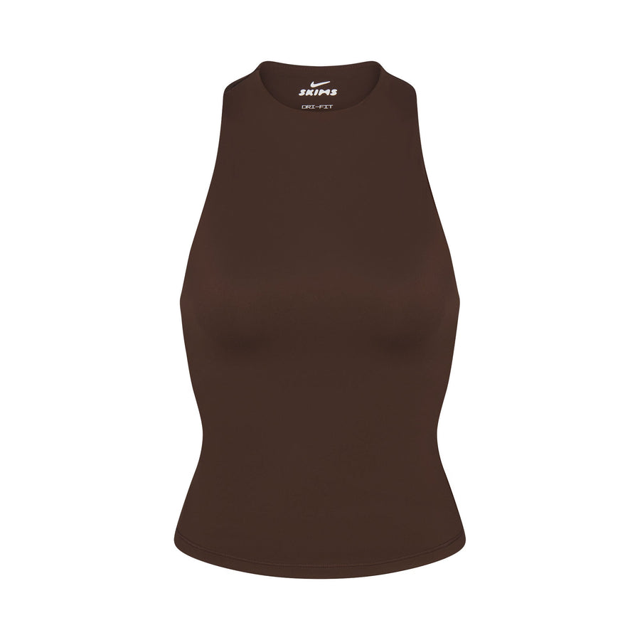 NikeSKIMS MATTE MOCK NECK RACER TANK | DARK SEPIA