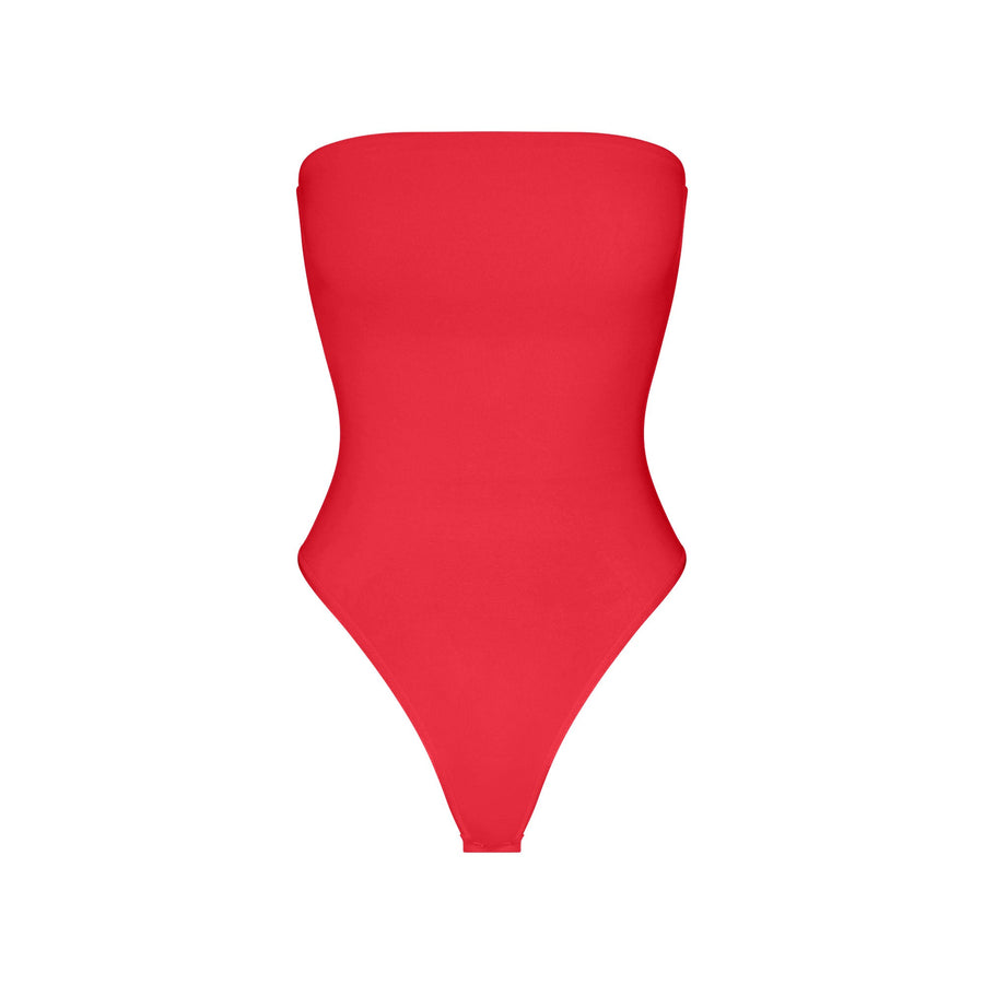 SMOOTH LAYERS STRAPLESS BODYSUIT | CARMINE