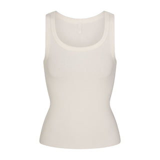COTTON RIB SCOOP NECK TANK | MARBLE
