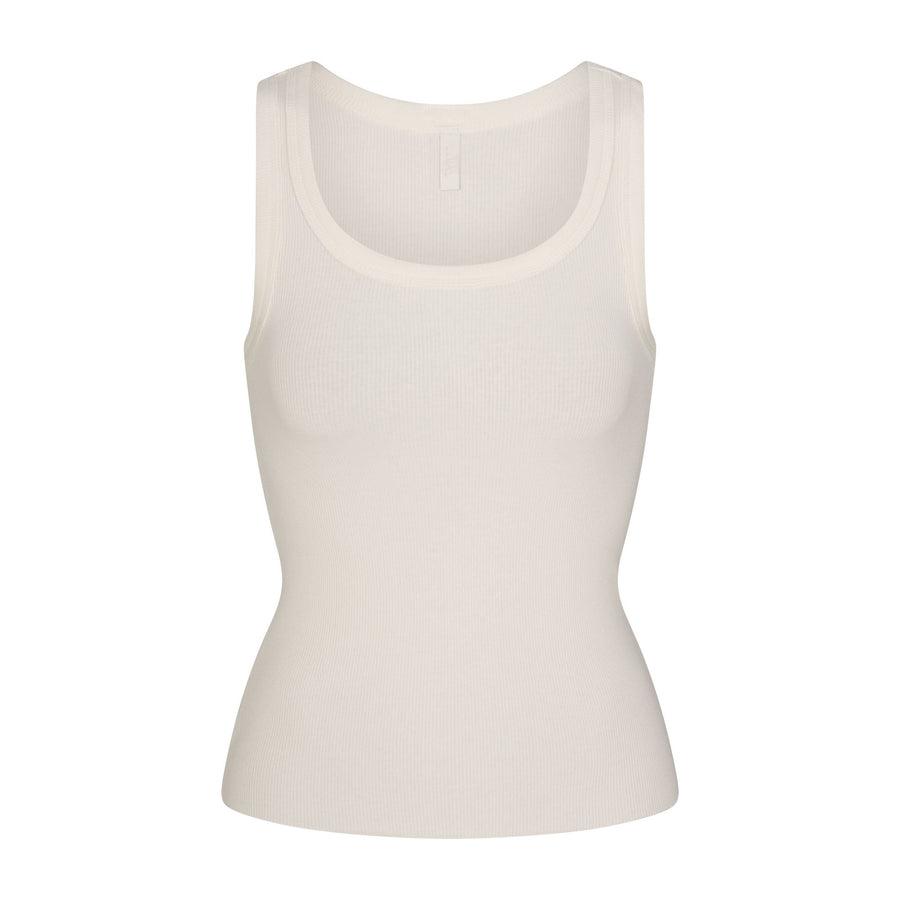 COTTON RIB SCOOP NECK TANK | MARBLE