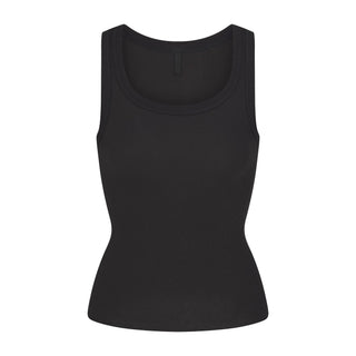 COTTON RIB SCOOP NECK TANK | SOOT
