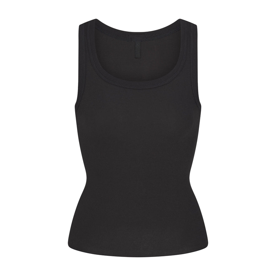 COTTON RIB SCOOP NECK TANK | SOOT