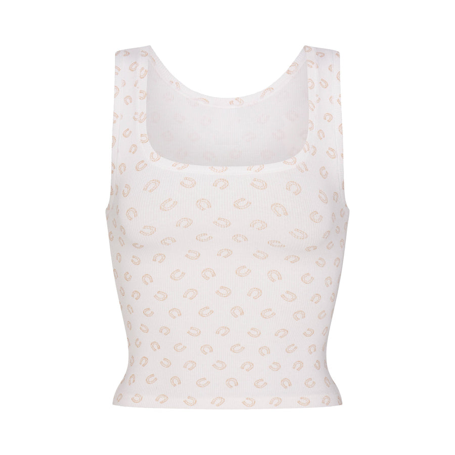 COTTON RIB TANK | OCHRE HORSESHOE PRINT