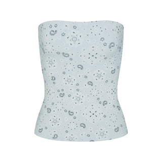 COTTON JERSEY TUBE TOP | POWDER BLUE BANDANA