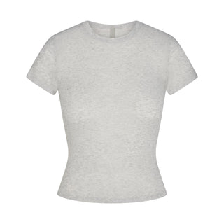 SHEER RIB T-SHIRT | LIGHT HEATHER GREY