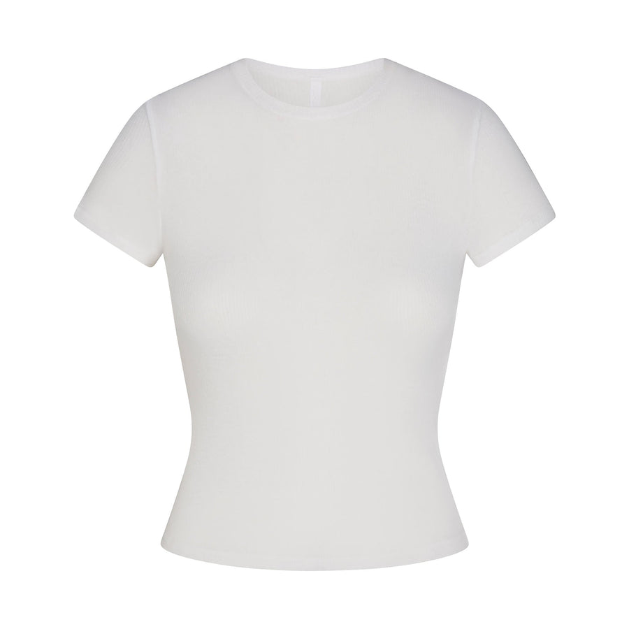 SHEER RIB T-SHIRT | SNOW
