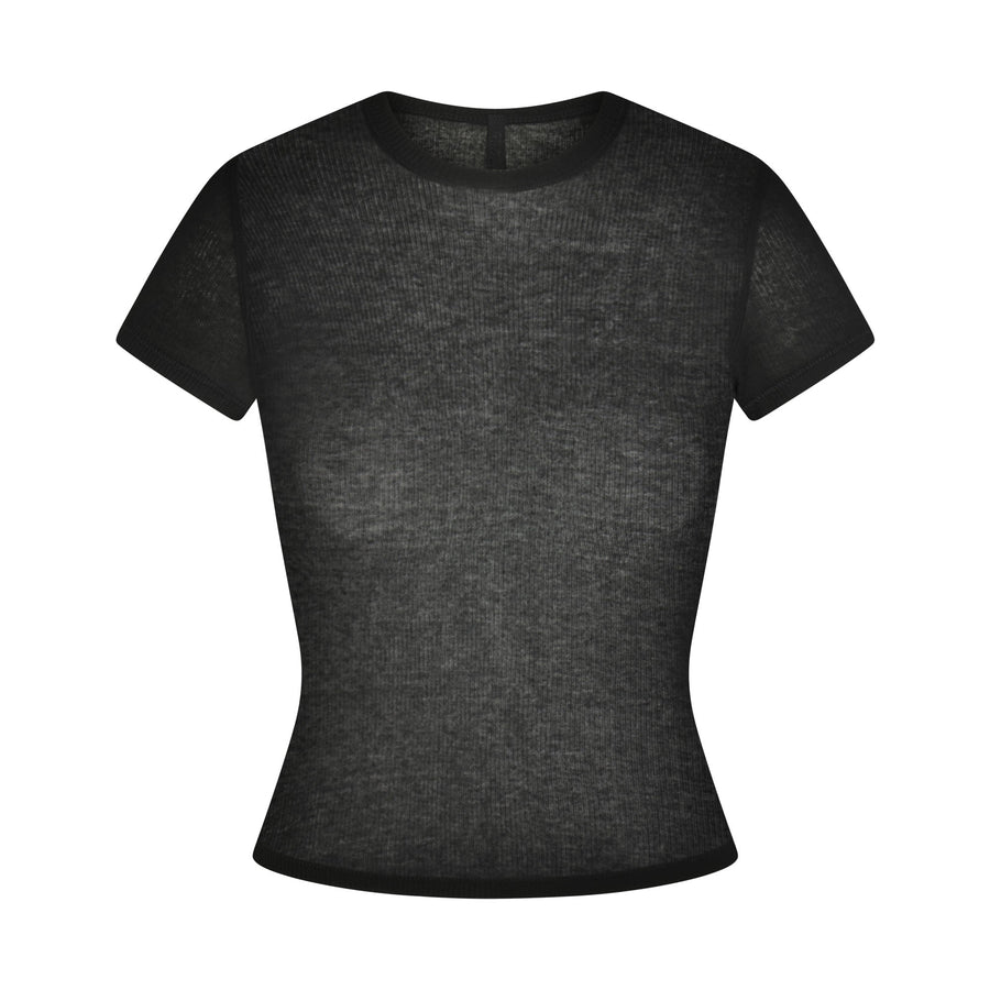 SHEER RIB T-SHIRT | SOOT
