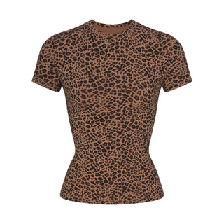 COTTON JERSEY T-SHIRT | SIENNA NATURAL LEOPARD