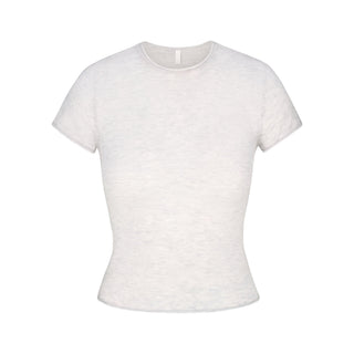 FEATHERWEIGHT CASHMERE TEE | LIGHT HEATHER GREY