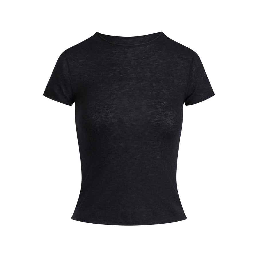 FEATHERWEIGHT CASHMERE TEE | ONYX