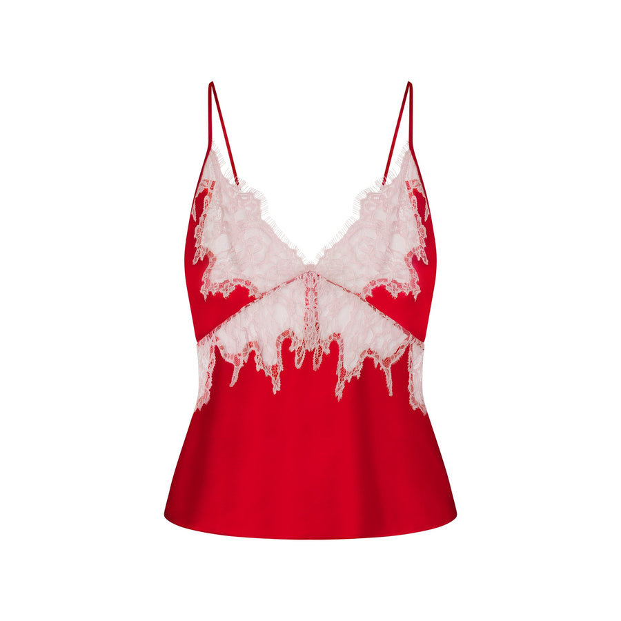 SILK LACE CAMI | RUBY CONTRAST