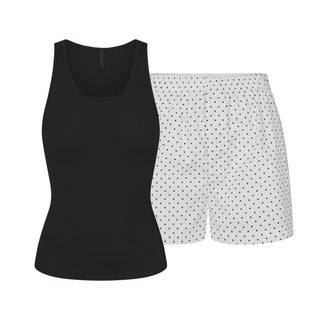 COTTON POPLIN BOXER SLEEP SET | ONYX DOT