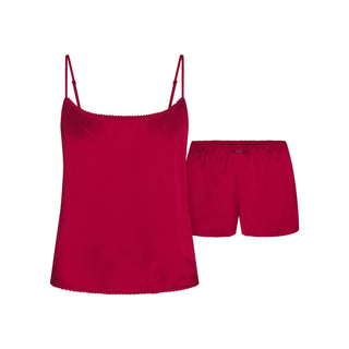 WOVEN SHINE CAMI AND SHORT SLEEP SET | BRICK